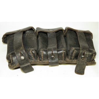 Munitionstasche aus schwarzem Leder mit Kieselsteinen für Mauser 0/0365/0012. Espenlaub militaria